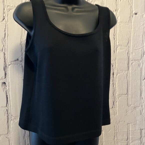 St. John Caviar  |  Black Knit Sleeveless Sweater - Picture 2 of 10